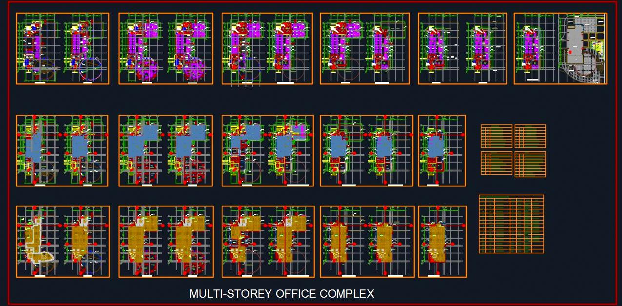 Modern 11-Storey Office Complex Autocad Design with Layouts